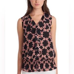 Karl Lagerfeld Paris floral‎ sleeveless ruffle blouse women’s M